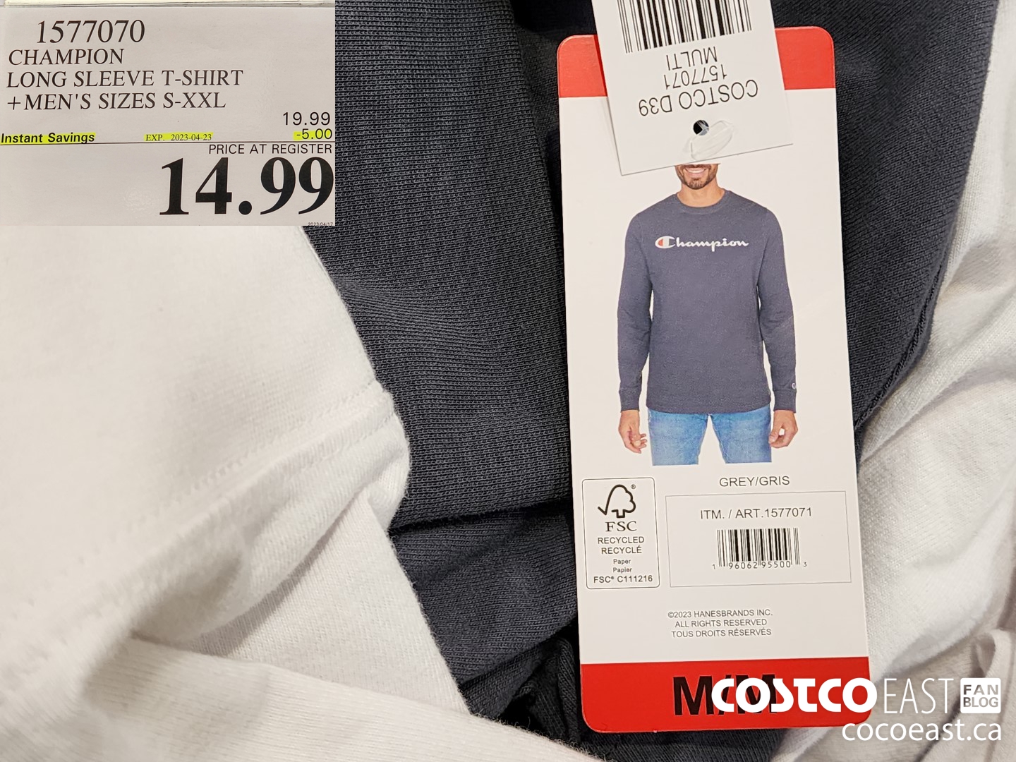 1577070 CHAMPION JERSEY LS T-SHIRT +MEN'S SIZES S-XXL ($5.00 INSTANT SAVINGS EXPIRES ON 2023-04-23) $14.99