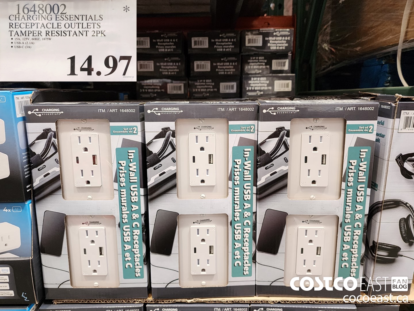 1648002 CHARGING ESSENTIALS RECEPTACLE OUTLETS TAMPER RESISTANT 2PK $14.97