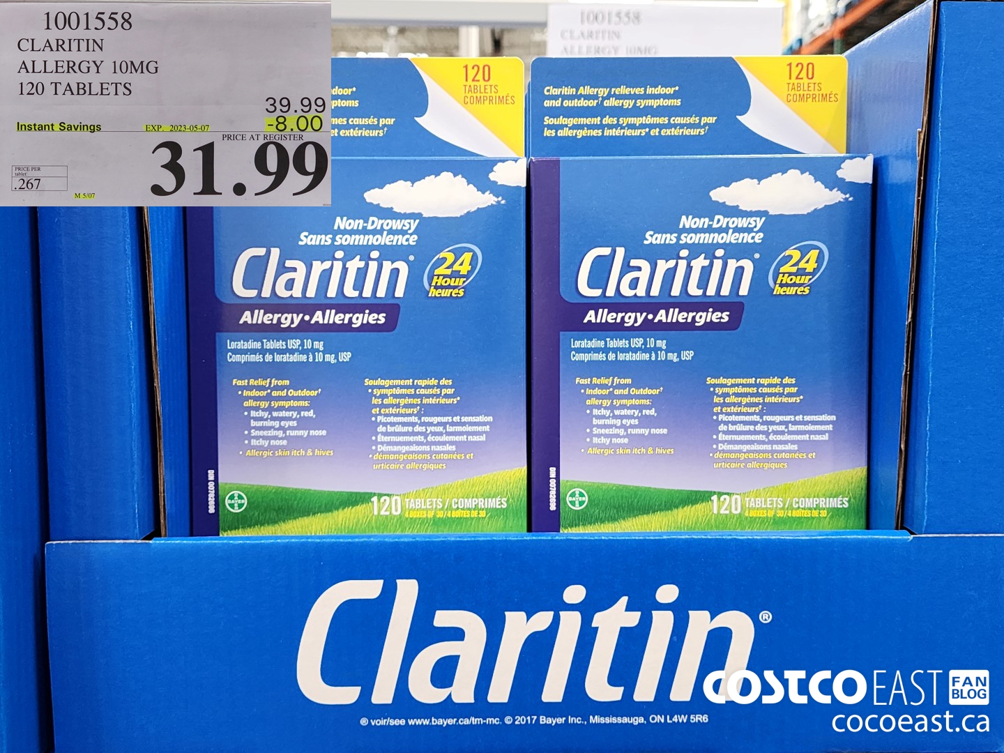 1001558 CLARITIN ALLERGY 10MG 120 TABLETS ($8.00 INSTANT SAVINGS EXPIRES ON 2023-05-07) $31.99