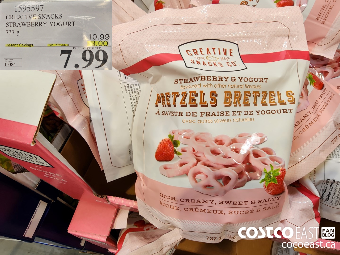 1595597 CREATIVE SNACKS STRAWBERRY YOGURT 737G ($3.00 INSTANT SAVINGS EXPIRES ON 2023-04-30) $7.99