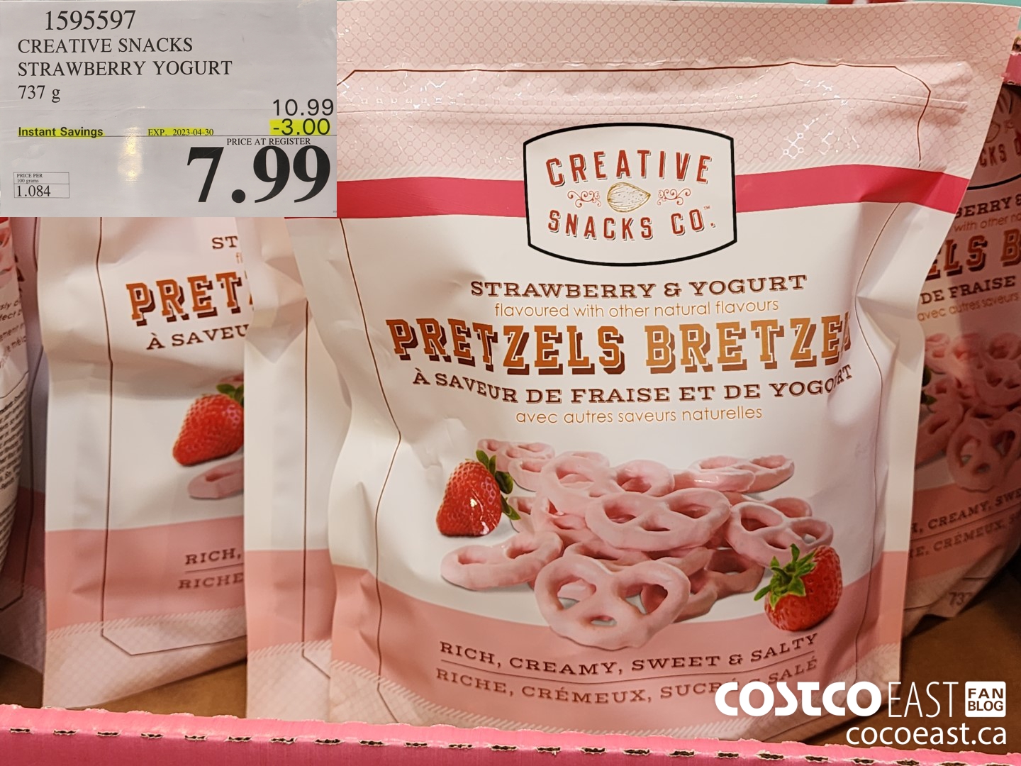 1595597 CREATIVE SNACKS STRAWBERRY YOGURT 737 G ($3.00 INSTANT SAVINGS EXPIRES ON 2023-04-30) $7.99