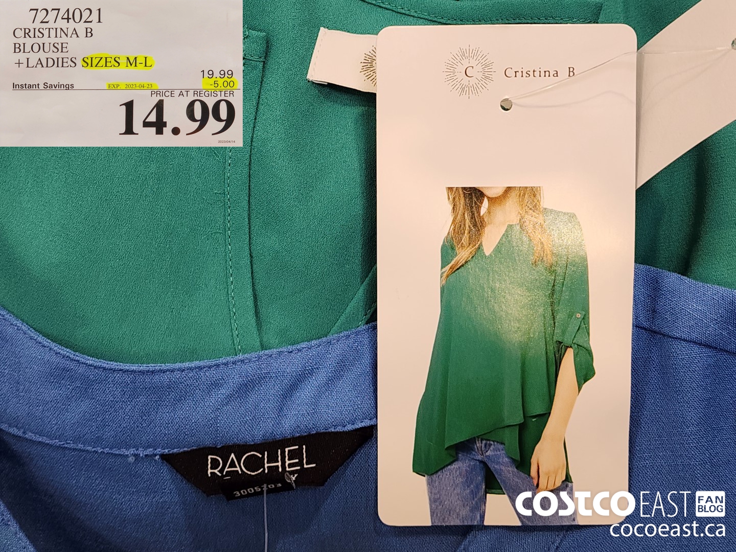 7274021 CRISTINA B BLOUSE +LADIES SIZES M-L ($5.00 INSTANT SAVINGS EXPIRES ON 2023-04-23) $14.99