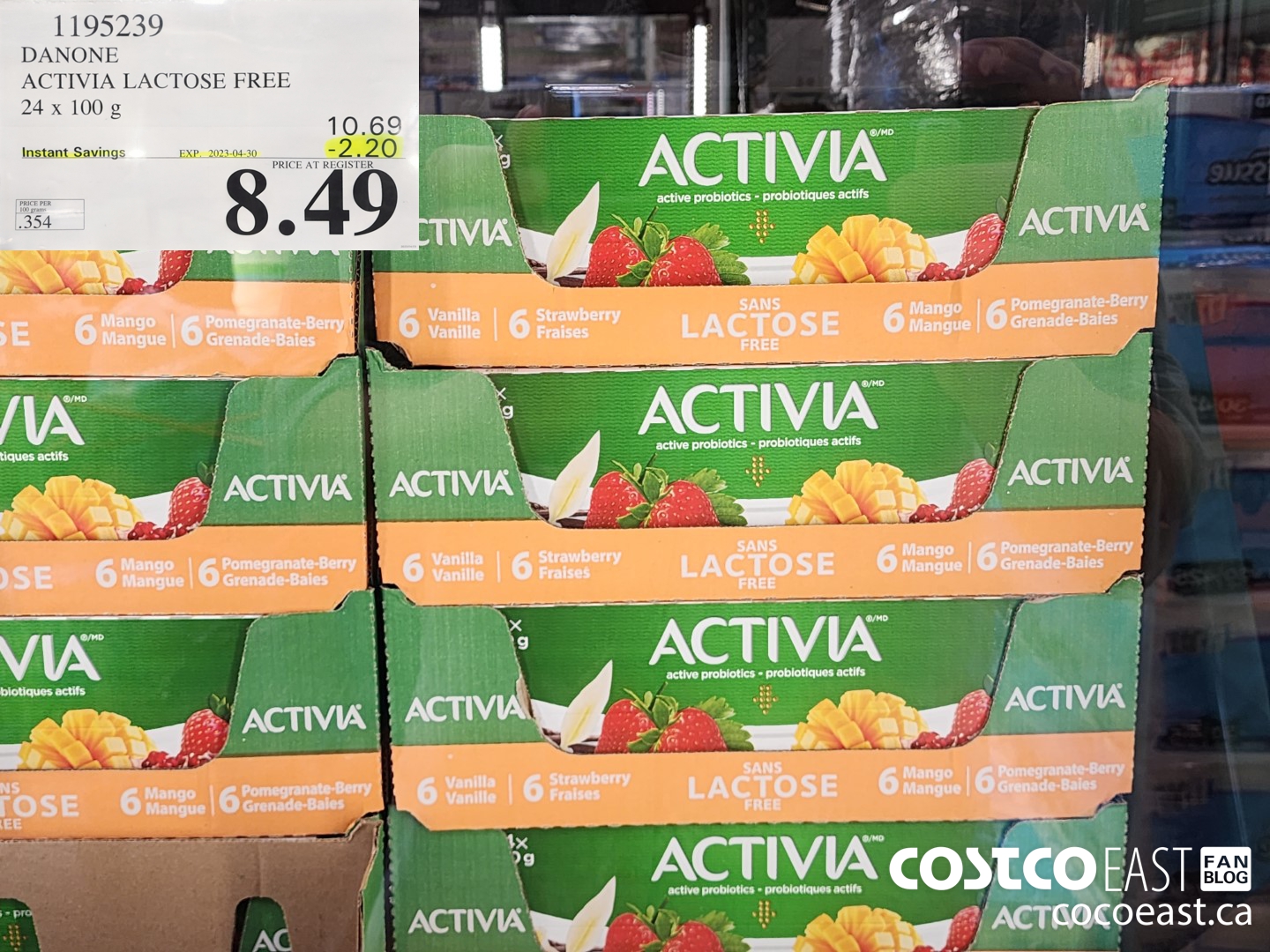 1195239 DANONE ACTIVIA LACTOSE FREE 24 x 100 g ($2.20 INSTANT SAVINGS EXPIRES ON 2023-04-30) $8.49