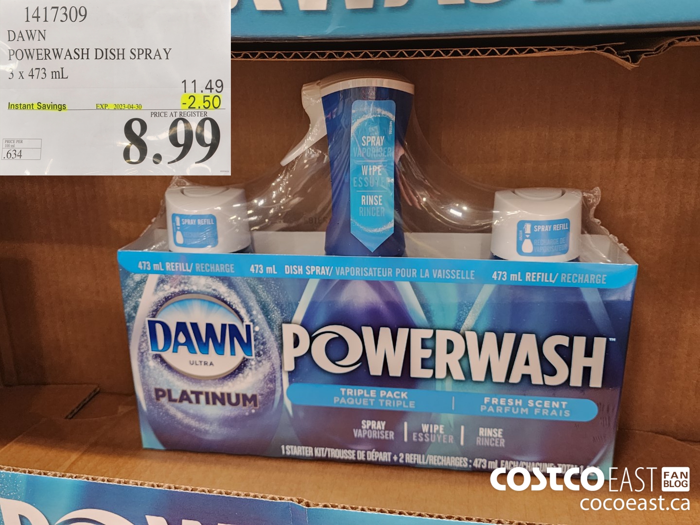1417309 DAWN POWERWASH DISH SPRAY 3 X 473 mL ($2.50 INSTANT SAVINGS EXPIRES ON 2023-04-30) $8.99