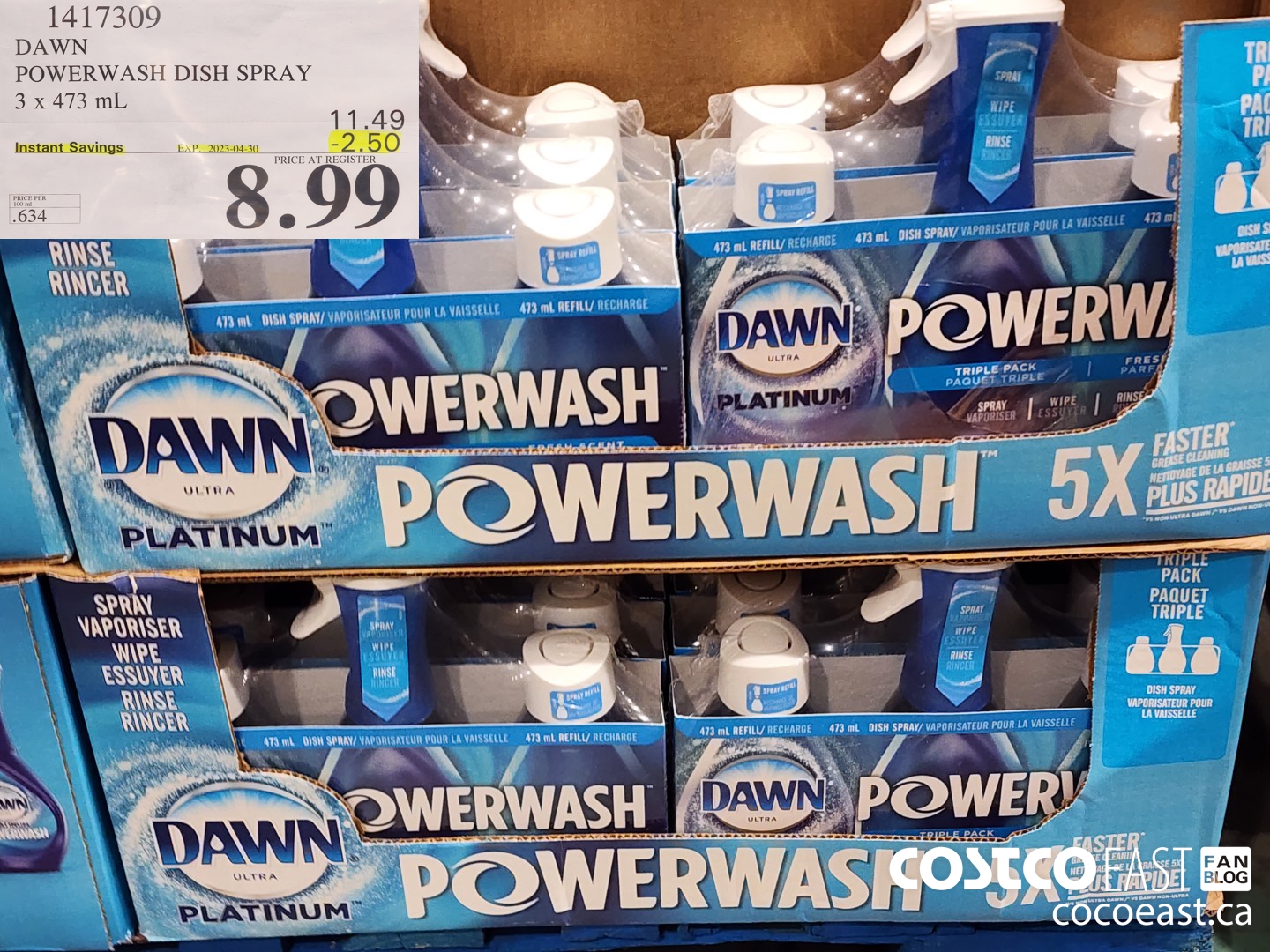 1417309 DAWN POWERWASH DISH SPRAY 3 X 473 mL ($2.50 INSTANT SAVINGS EXPIRES ON 2023-04-30) $8.99