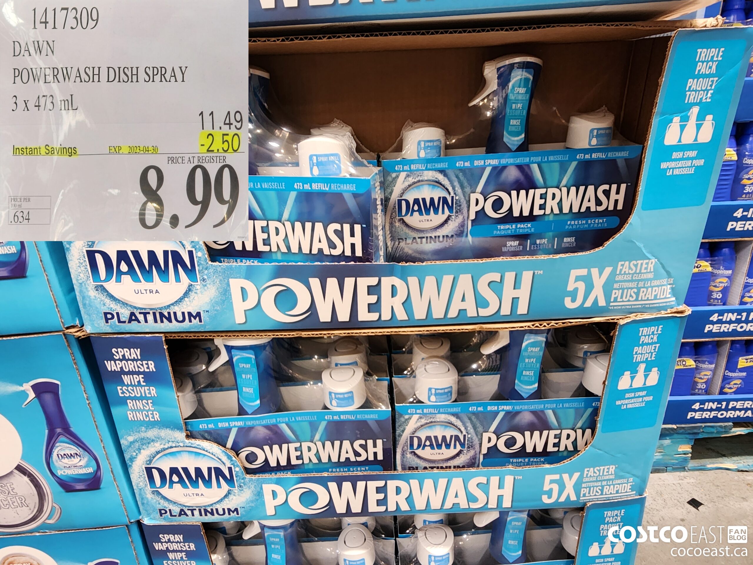 1417309 DAWN POWERWASH DISH SPRAY 3 X 473 mL ($2.50 INSTANT SAVINGS EXPIRES ON 2023-04-30) $8.99