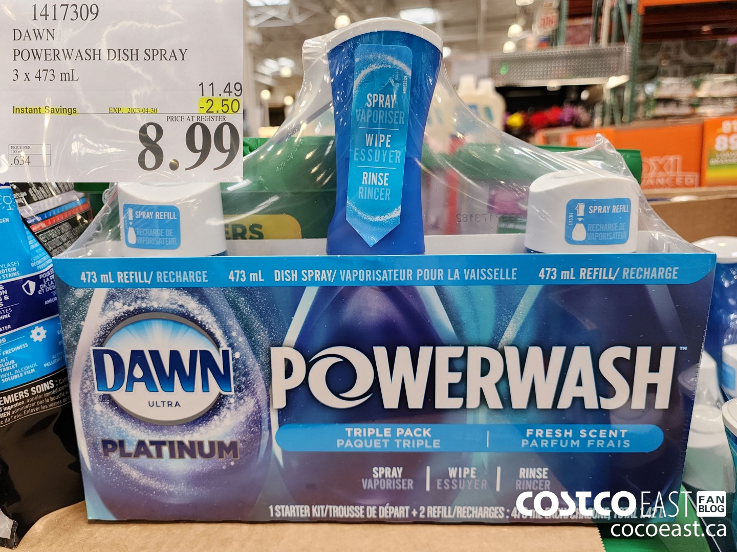 1417309 DAWN POWERWASH DISH SPRAY 3 X 473 mL ($2.50 INSTANT SAVINGS EXPIRES ON 2023-04-30) $8.99