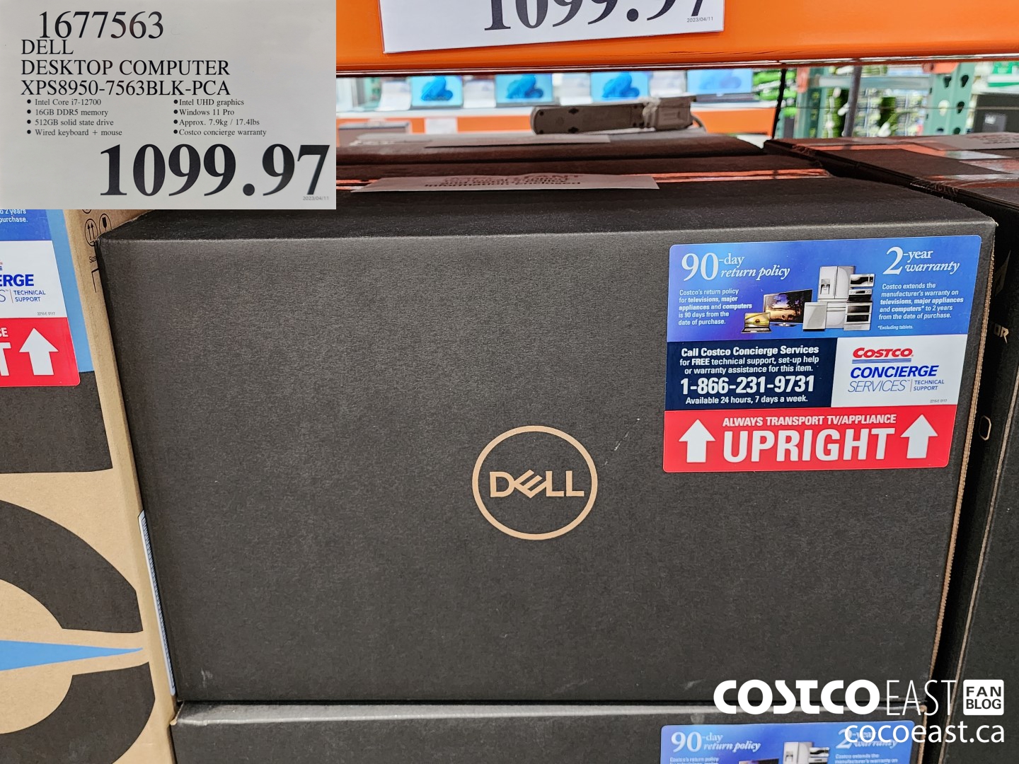 1677563 DELL DESKTOP COMPUTER XPS8950-7563BLK-PCA $1099.97