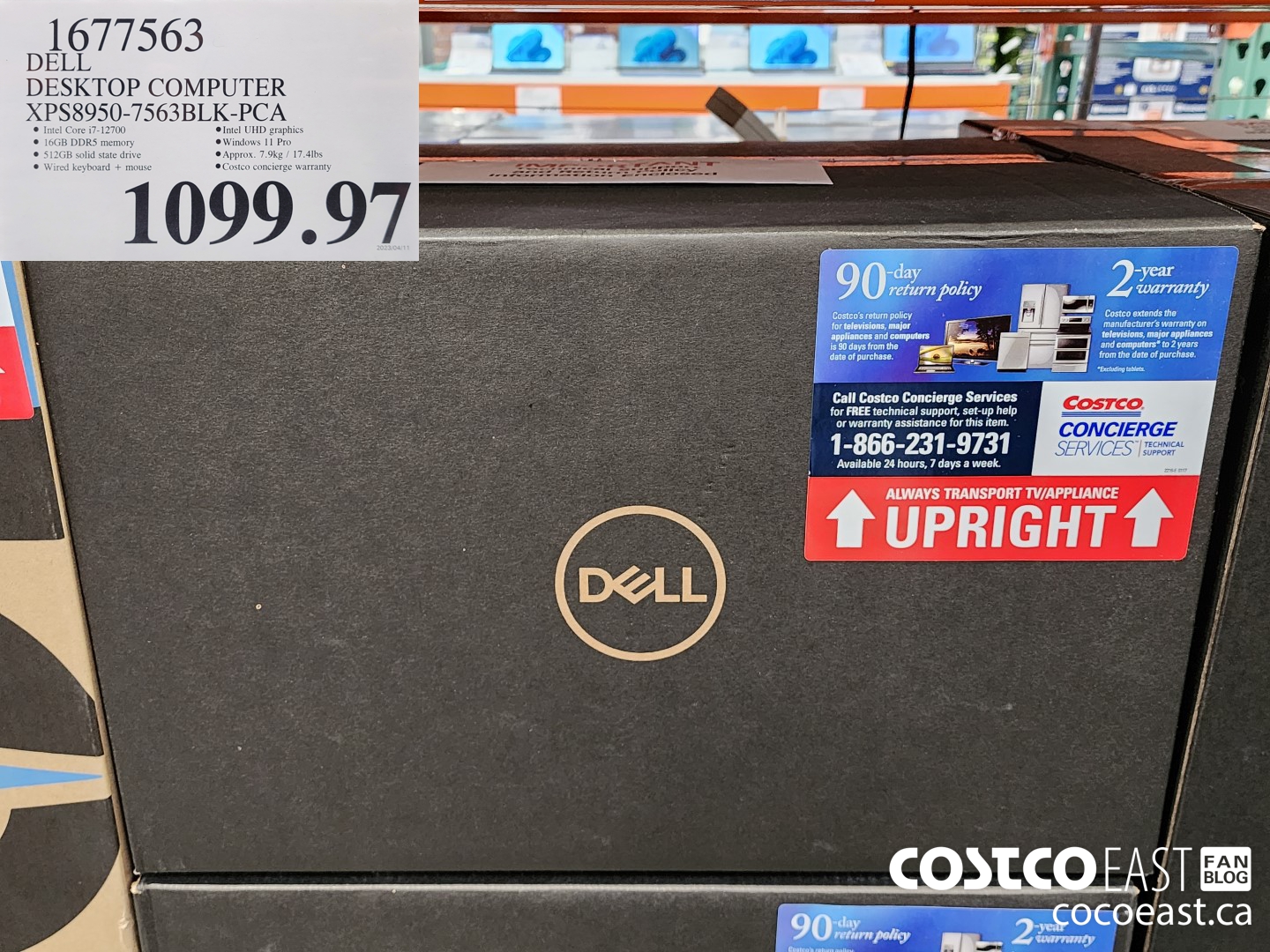 1677563 DELL DESKTOP COMPUTER XPS8950-7563BLK-PCA $1099.97