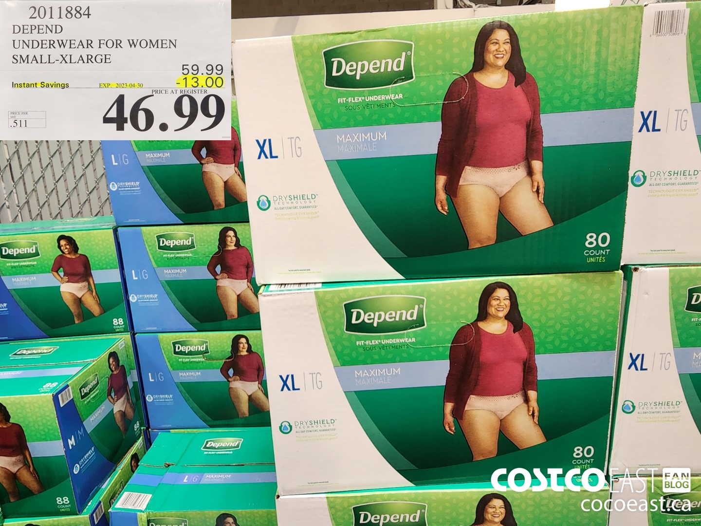 20118384 DEPEND UNDERWEAR FOR WOMEN SMALL - XLARGE ($13.00 INSTANT SAVINGS EXPIRES ON 2023-04-30) $46.99