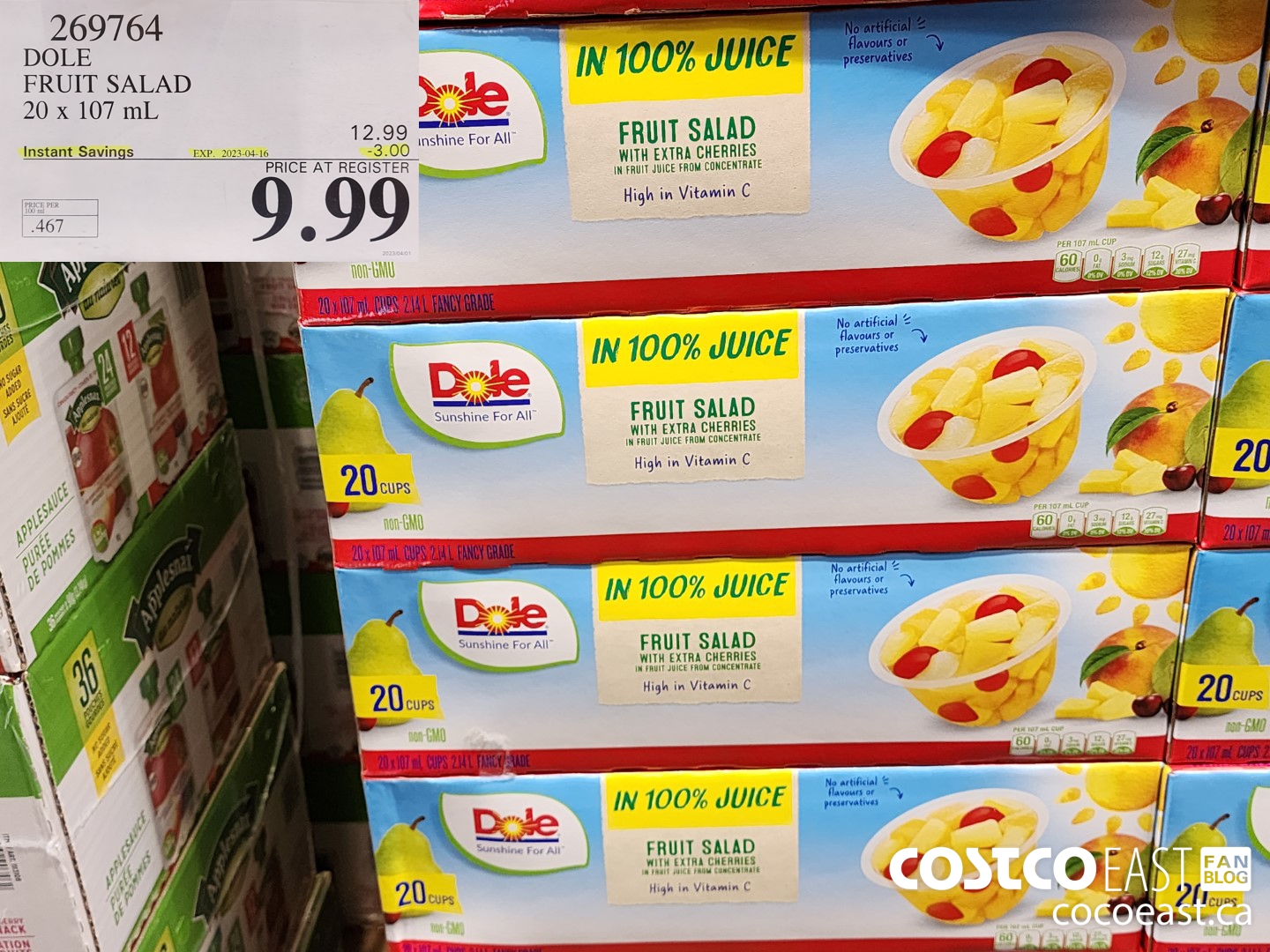 269764 DOLE FRUIT SALAD 20 X 107 ML ($3.00 INSTANT SAVINGS EXPIRES ON 2023-04-16) $9.99