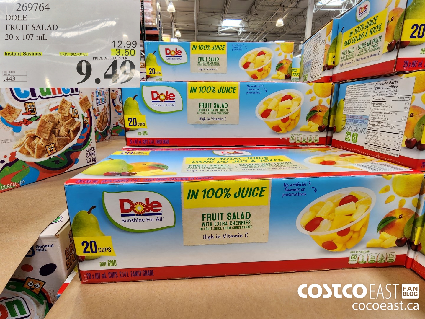 269764 DOLE FRUIT SALAD 20 X 107 ML ($3.50 INSTANT SAVINGS EXPIRES ON 2023-04-23) $9.49