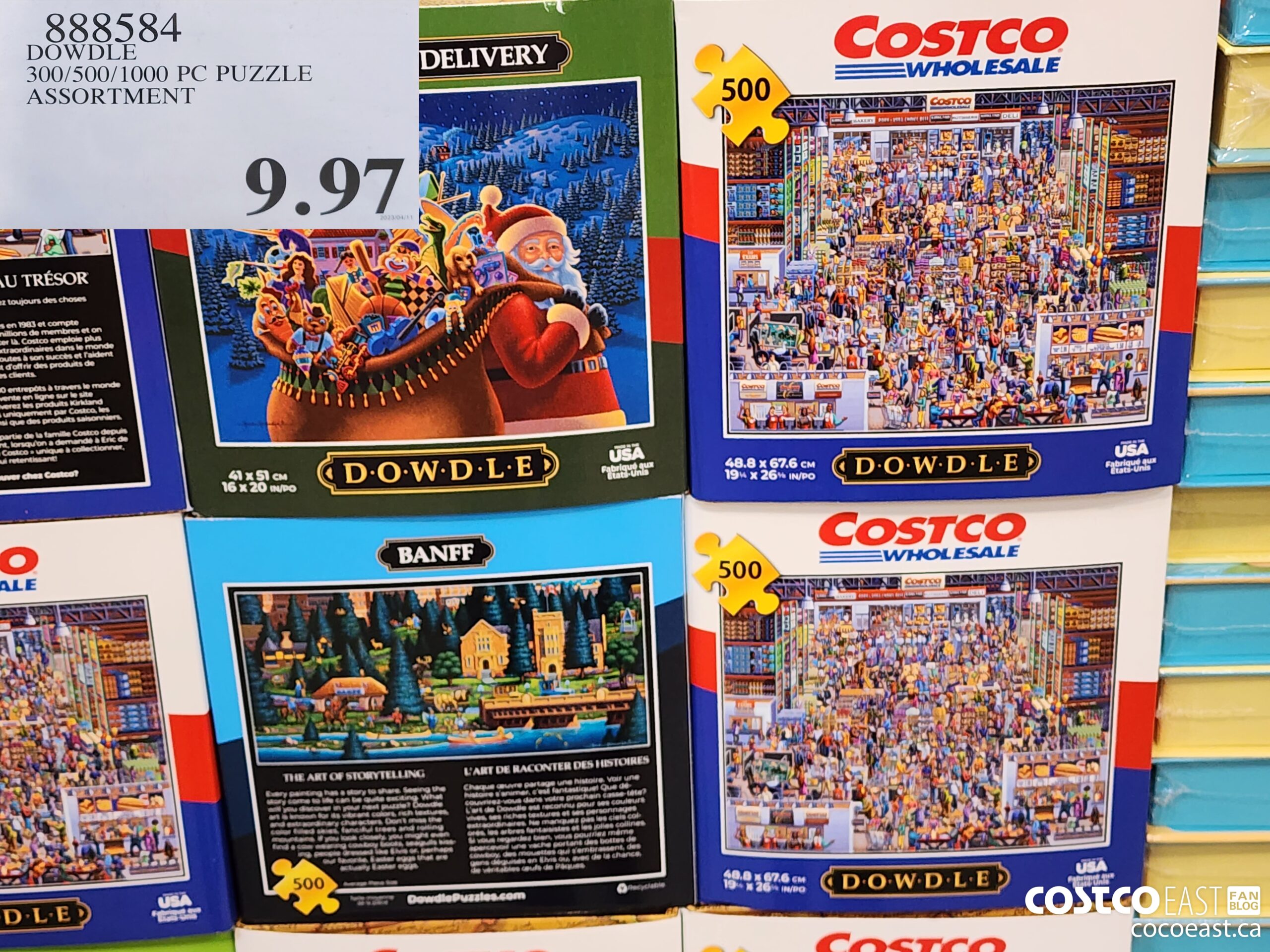 888584 DOWDLE 300/500/1000 PC PUZZLE ASSORTMENT $9.97