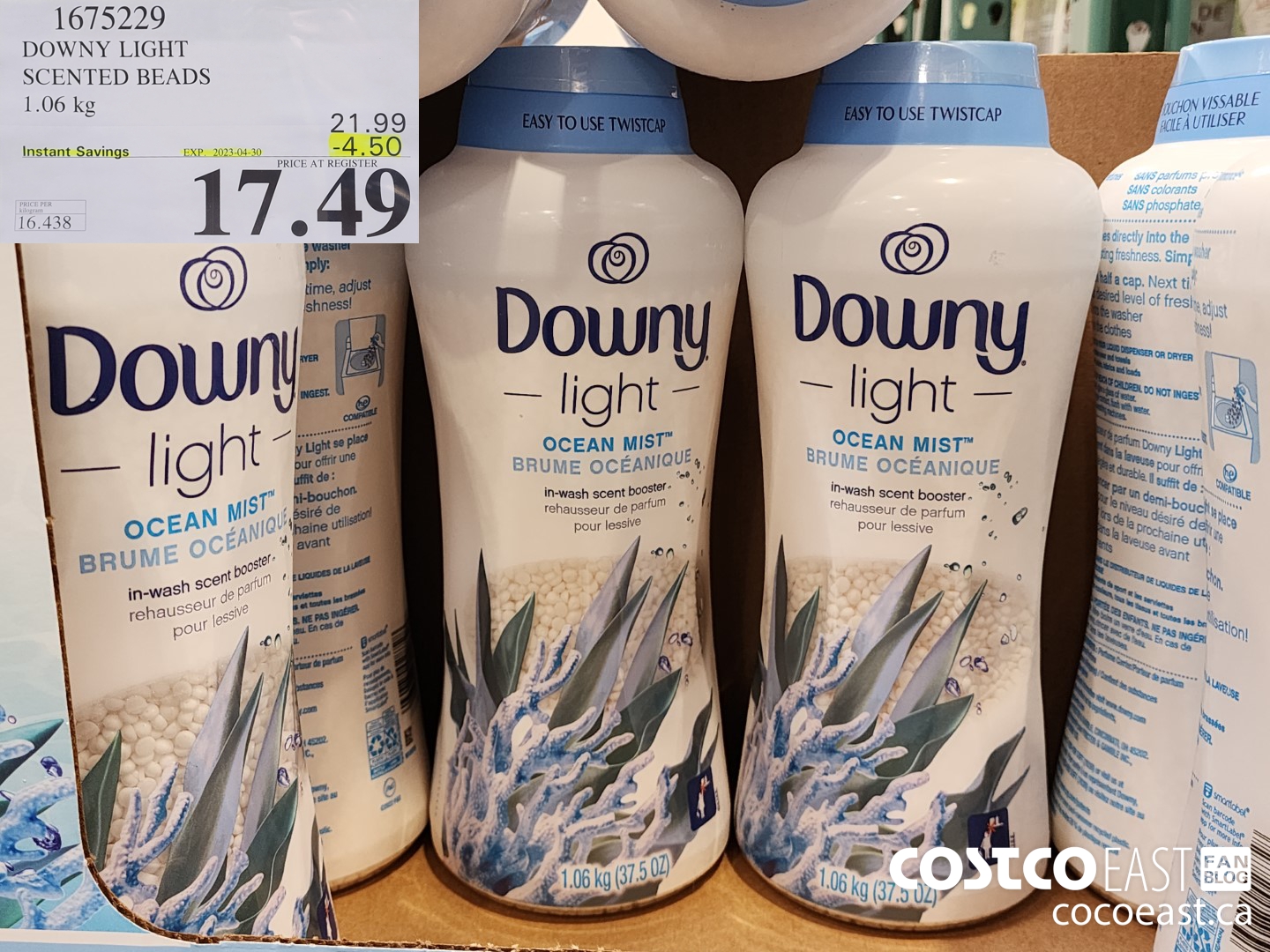 1675229 DOWNY LIGHT OCEAN MIST 1.06 KG ($4.50 INSTANT SAVINGS EXPIRES ON 2023-04-30) $17.49