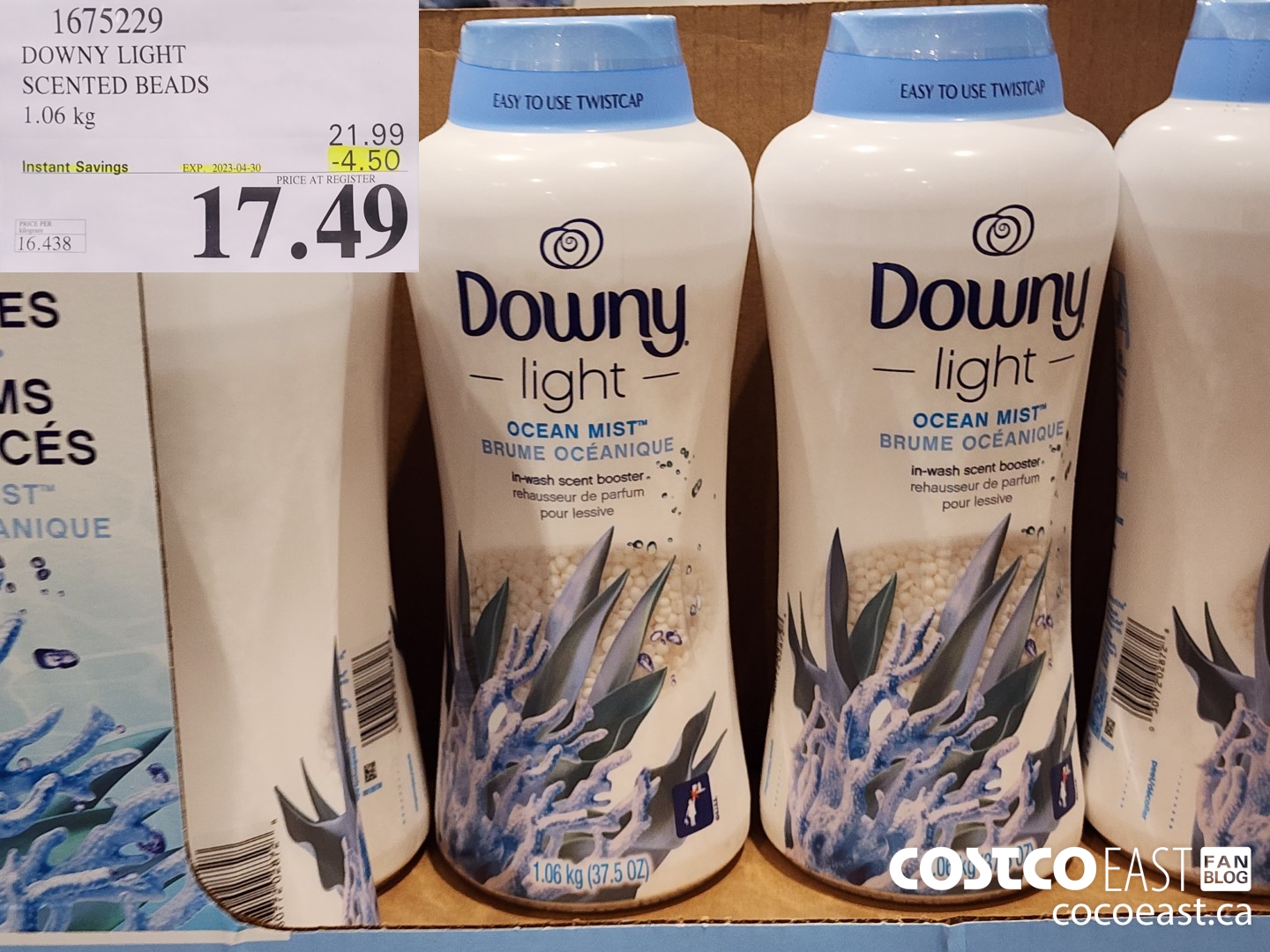 1675229 DOWNY LIGHT OCEAN MIST 1.06 KG ($4.50 INSTANT SAVINGS EXPIRES ON 2023-04-30) $17.49