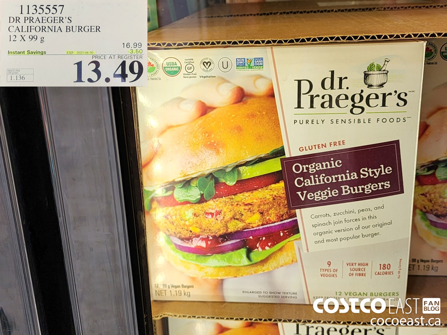 1135557 DR PRAEGER'S CALIFORNIA BURGER 12 X 99G ($3.50 INSTANT SAVINGS EXPIRES ON 2023-04-30) $13.49