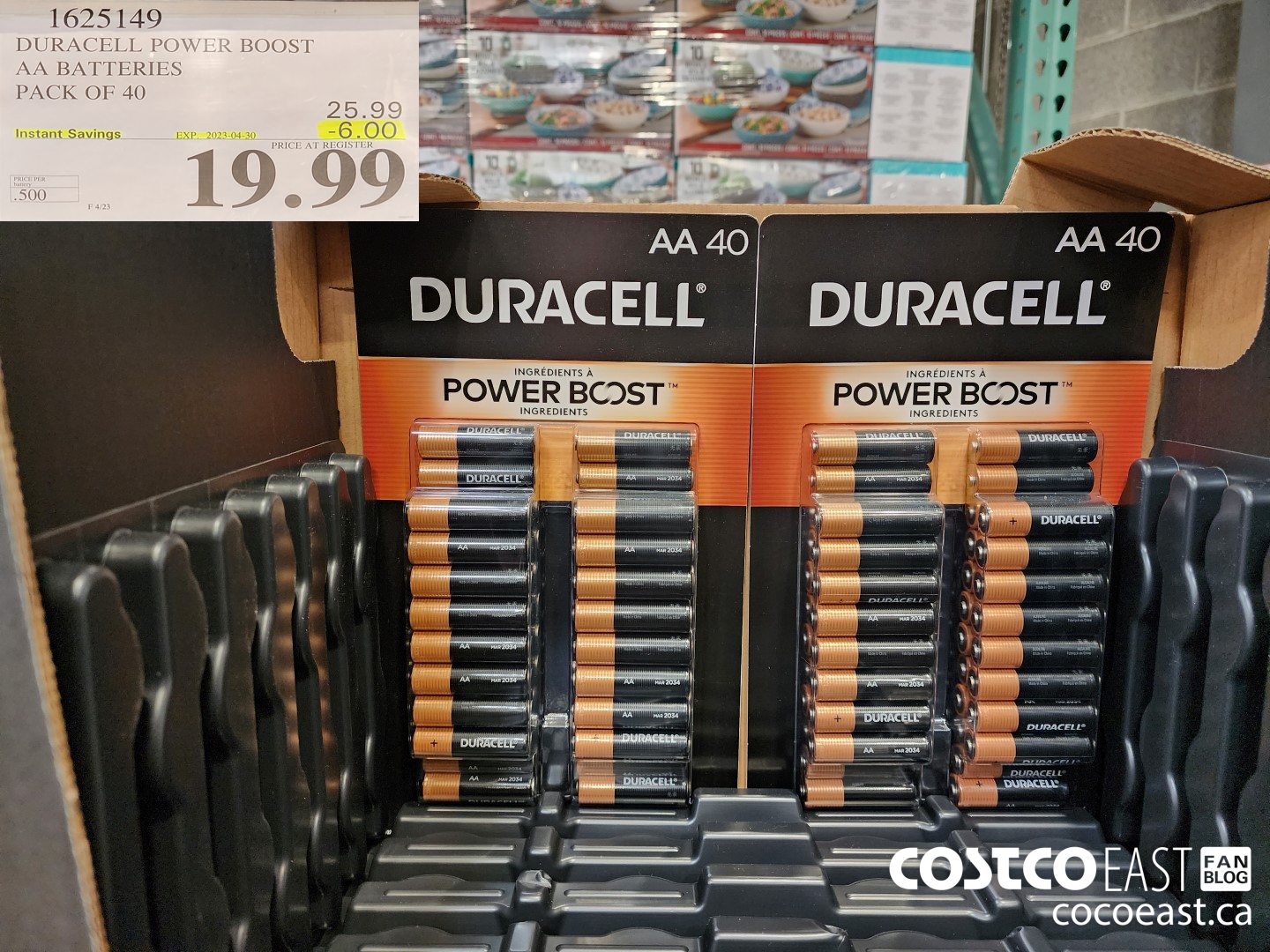 1625149 DURACELL POWER BOOST AA BATTERIES PACK OF 40 ($6.00 INSTANT SAVINGS EXPIRES ON 2023-04-30) $19.99