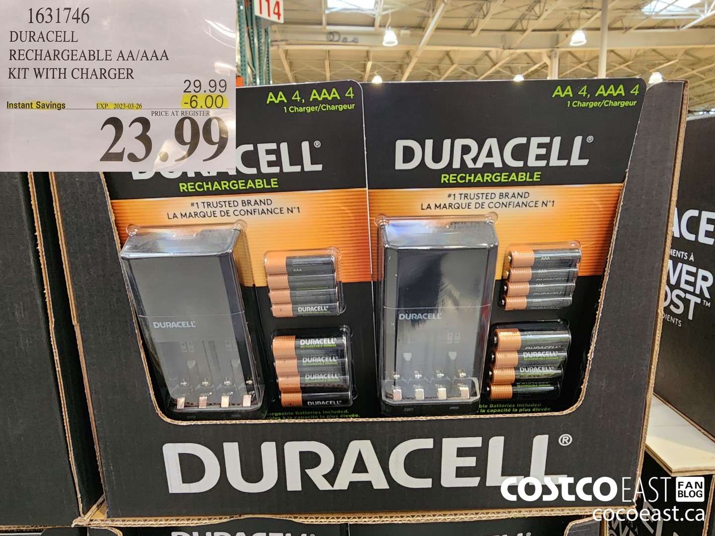 1631746 DURACELL RECHARGEABLE AA/AAA KIT WITH CHARGER ($6.00 INSTANT SAVINGS EXPIRES ON 2023-04-30) $23.99
