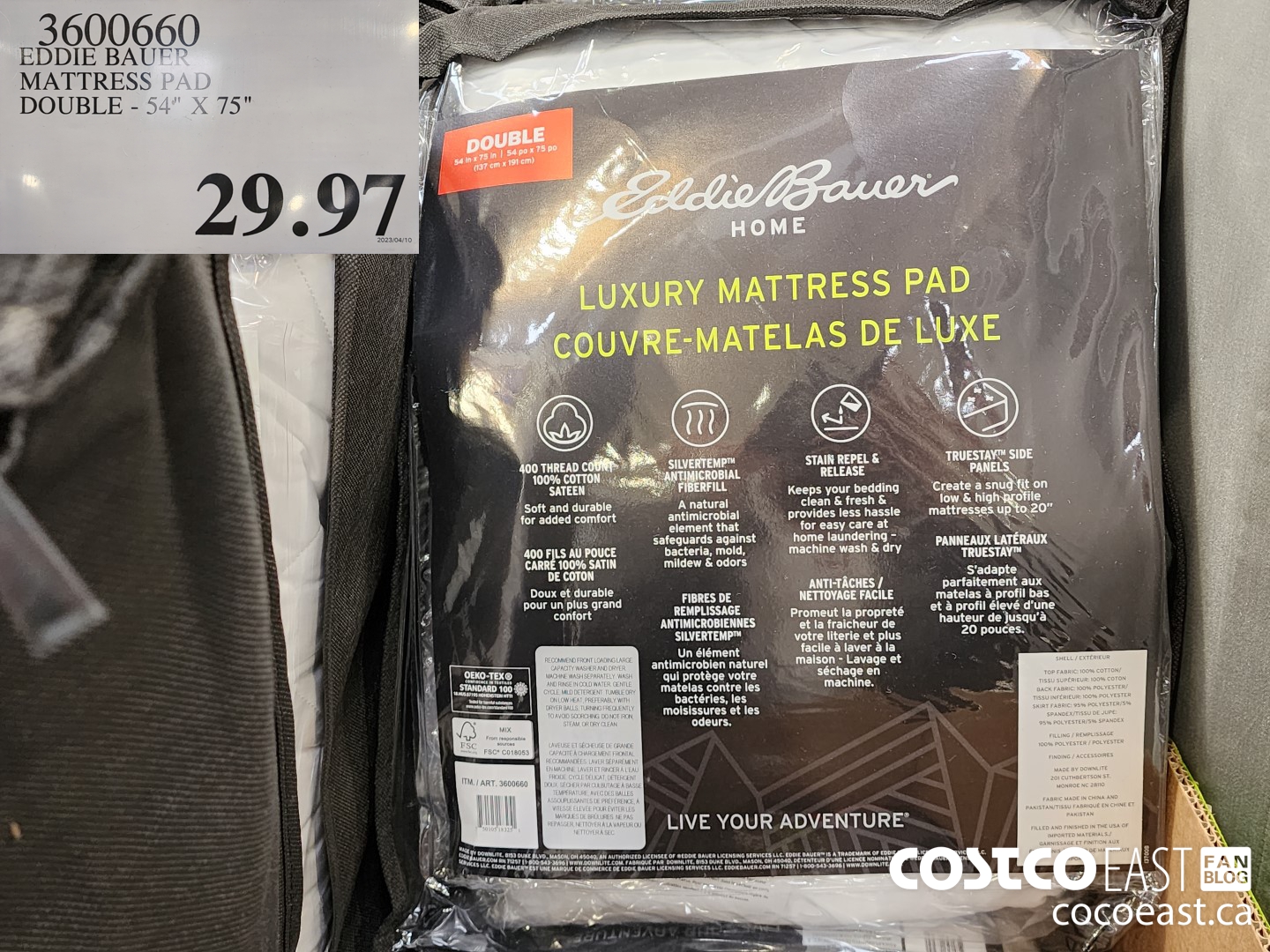 3600660 EDDIE BAUER MATTRESS PAD DOUBLE - 54