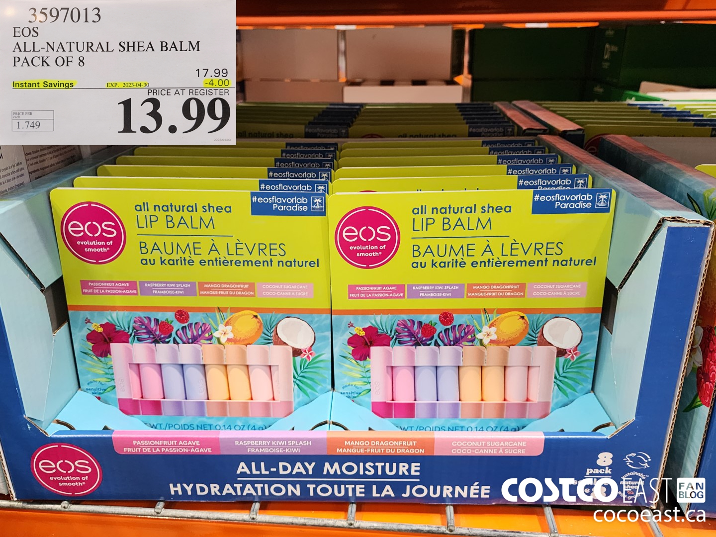 3597013 EOS ALL-NATURAL SHEA BALM PACK OF 8 ($4.00 INSTANT SAVINGS EXPIRES ON 2023-04-30) $13.99