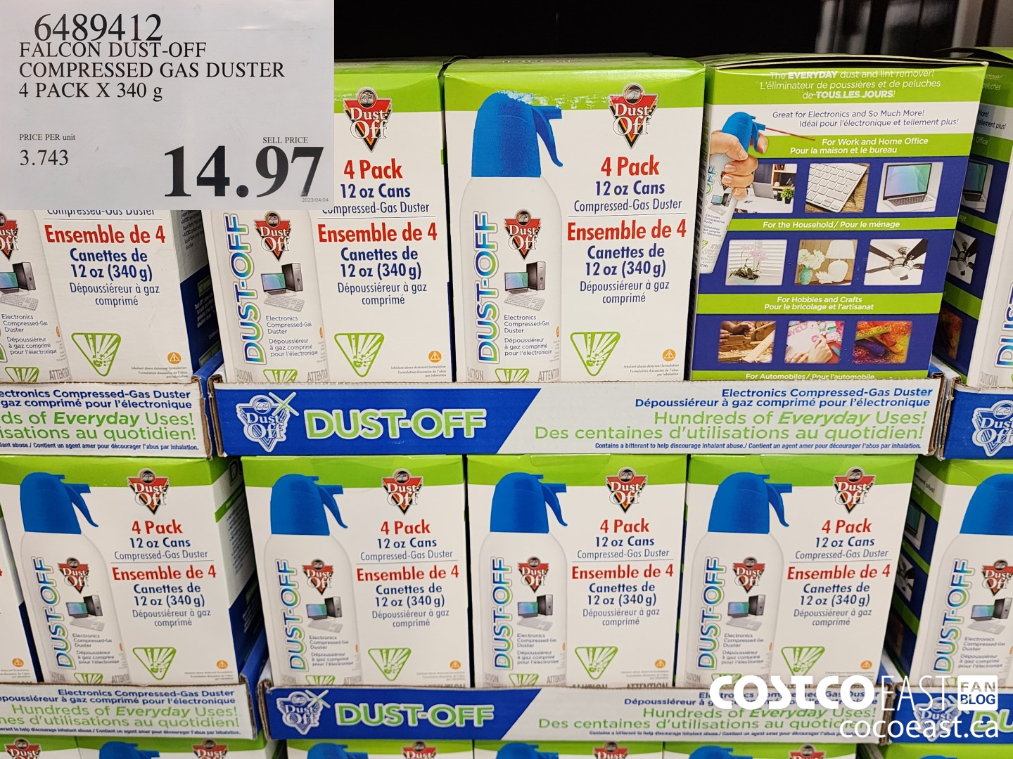 6489412 FALCON DUST-OFF COMPRESSED GAS DUSTER 4 PACK X 340g $14.97