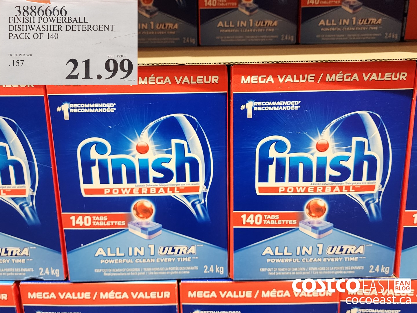 3886666 FINISH POWERBALL DISHWASHER DETERGENT 140 tabs $21.99