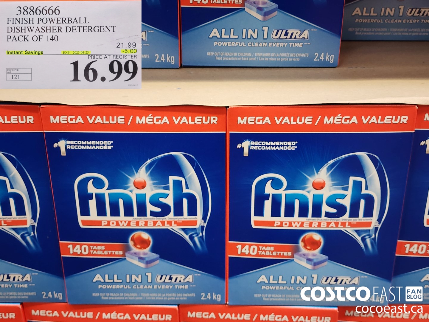 3886666 FINISH POWERBALL DISHWASHER DETERGENT PACK OF 140 ($5.00 INSTANT SAVINGS EXPIRES ON 2023-04-23) $16.99