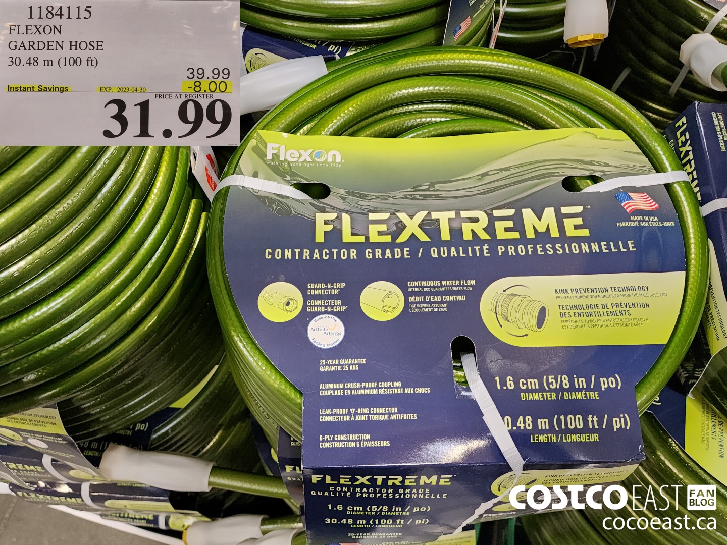 1184115 FLEXON GARDEN HOSE 30.48 m (100 ft) ($8.00 INSTANT SAVINGS EXPIRES ON 2023-04-30) $31.99