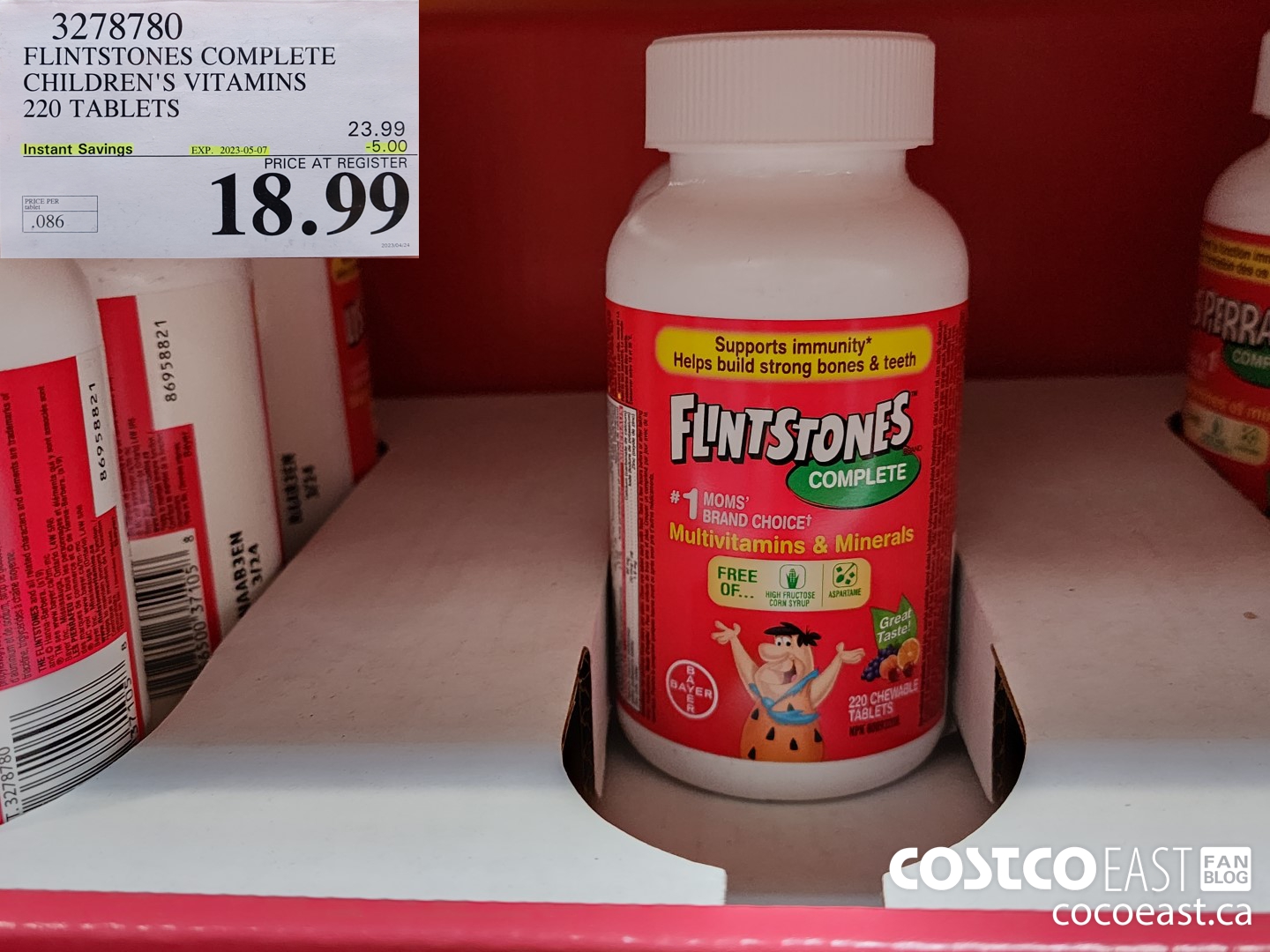 3278780 FLINTSTONES COMPLETE CHILDREN'S VITAMINS 220 TABLETS ($5.00 INSTANT SAVINGS EXPIRES ON 2023-05-07) $18.99