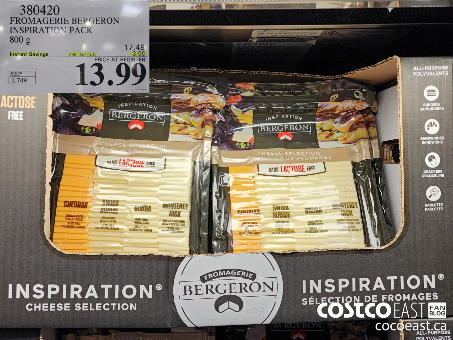 380420 FROMAGERIE BERGERON INSPIRATION PACK 800 G ($3.50 INSTANT SAVINGS EXPIRES ON 2023-04-23) $13.99