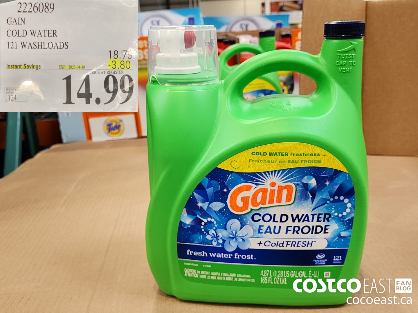 2226089 GAIN COLD WATER LIQUID DETERGENT 121 wash loads ($3.80 INSTANT SAVINGS EXPIRES ON 2023-04-30) $14.99