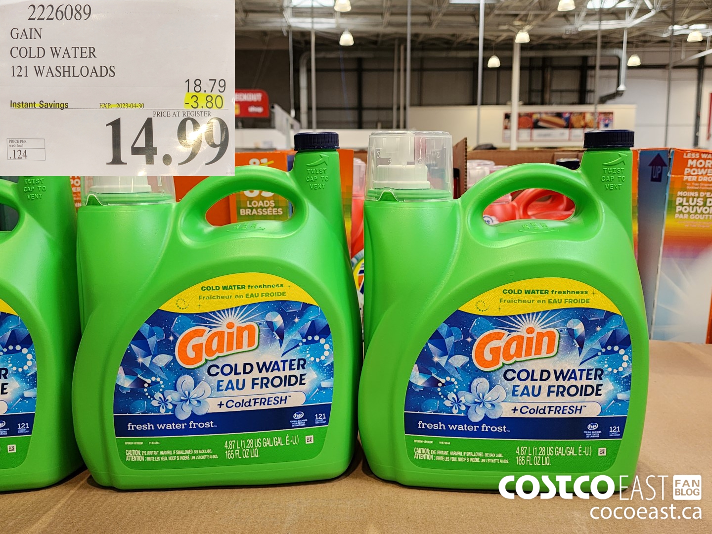 2226089 GAIN COLD WATER LIQUID DETERGENT 121 wash loads ($3.80 INSTANT SAVINGS EXPIRES ON 2023-04-30) $14.99