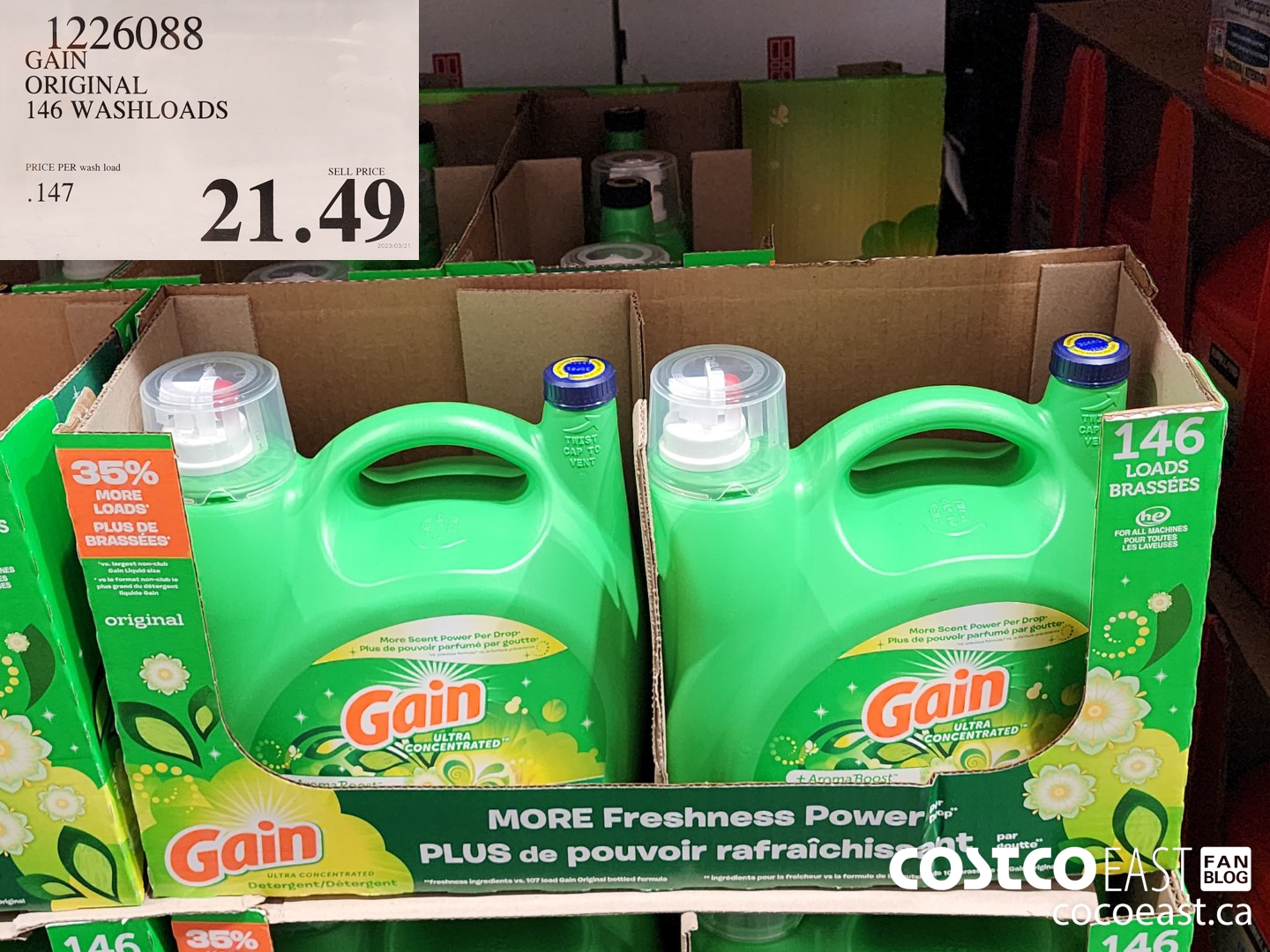 1226088 GAIN ORIGINAL 146 wash loads $21.49