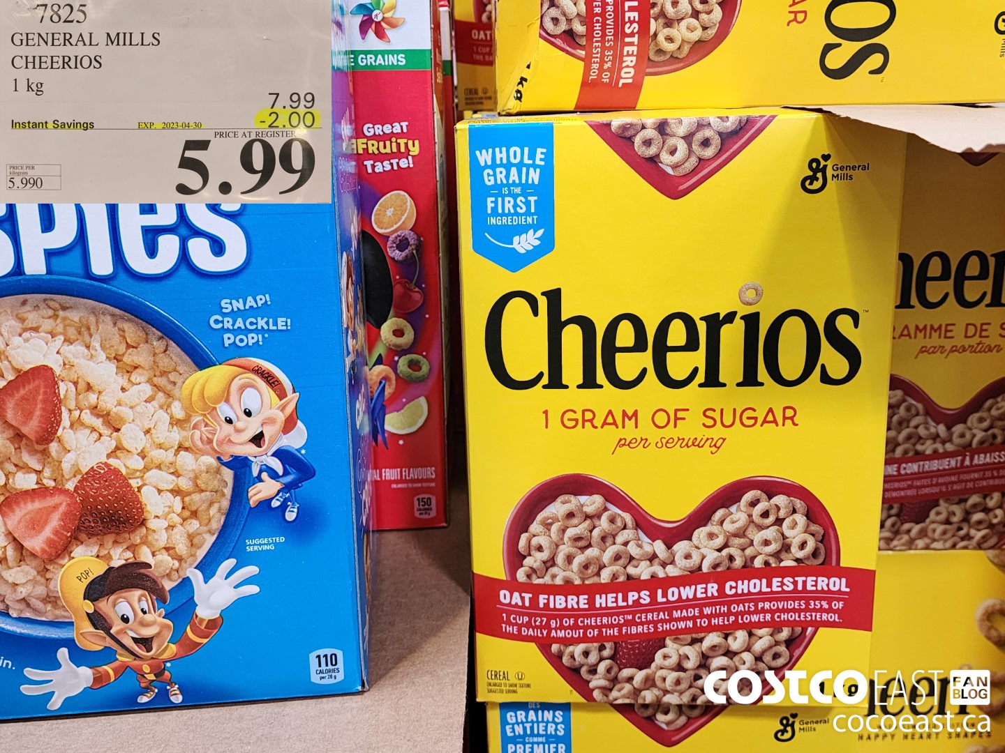 7825 GENERAL MILLS CHEERIOS 1 KG ($2.00 INSTANT SAVINGS EXPIRES ON 2023-04-30) $5.99