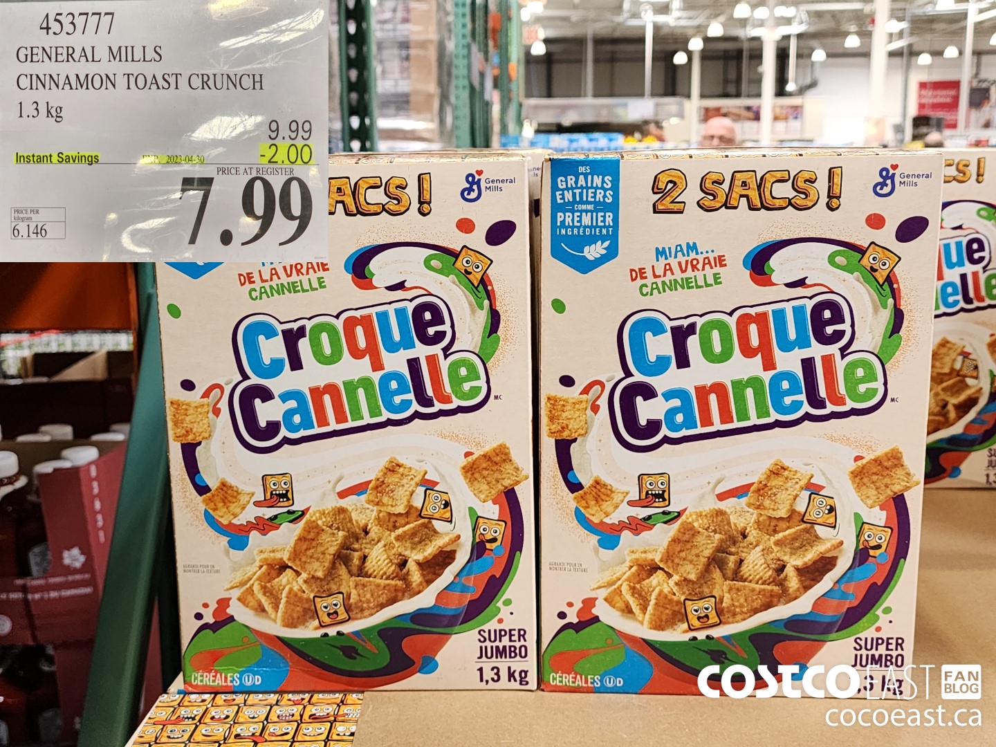 453777 GENERAL MILLS CINNAMON TOAST CRUNCH 1.3 kg ($2.00 INSTANT SAVINGS EXPIRES ON 2023-04-30) $7.99