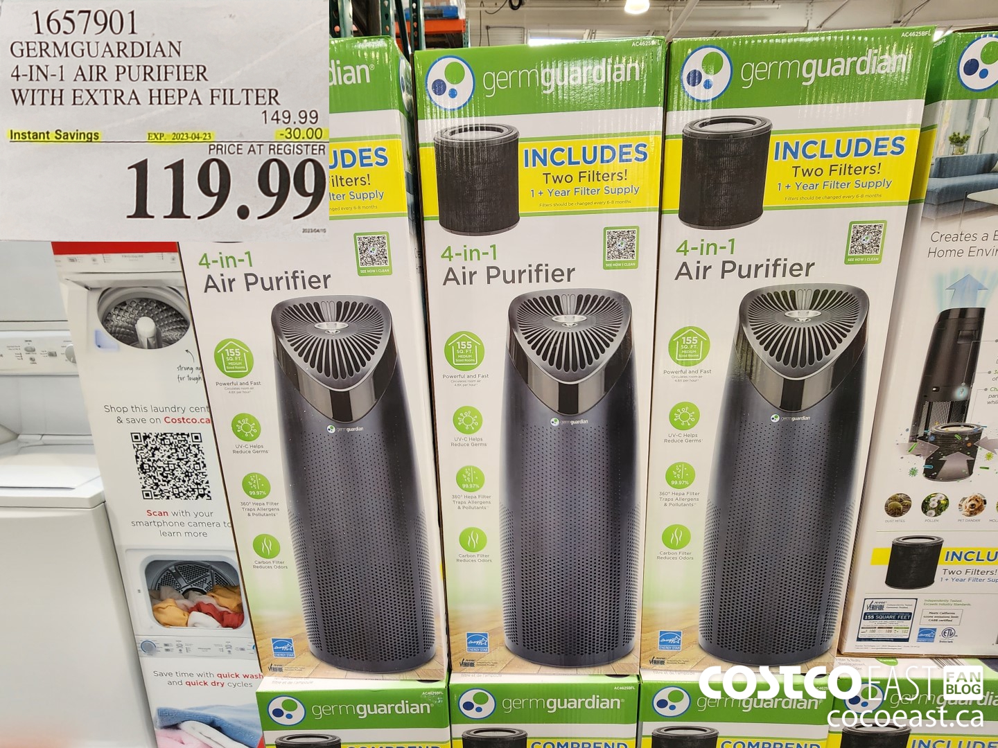 1657901 GERMGUARDIAN 4-IN-1 AIR PURIFIER WITH EXTRA HEPA FILTER ($30.00 INSTANT SAVINGS EXPIRES ON 2023-04-23) $119.99