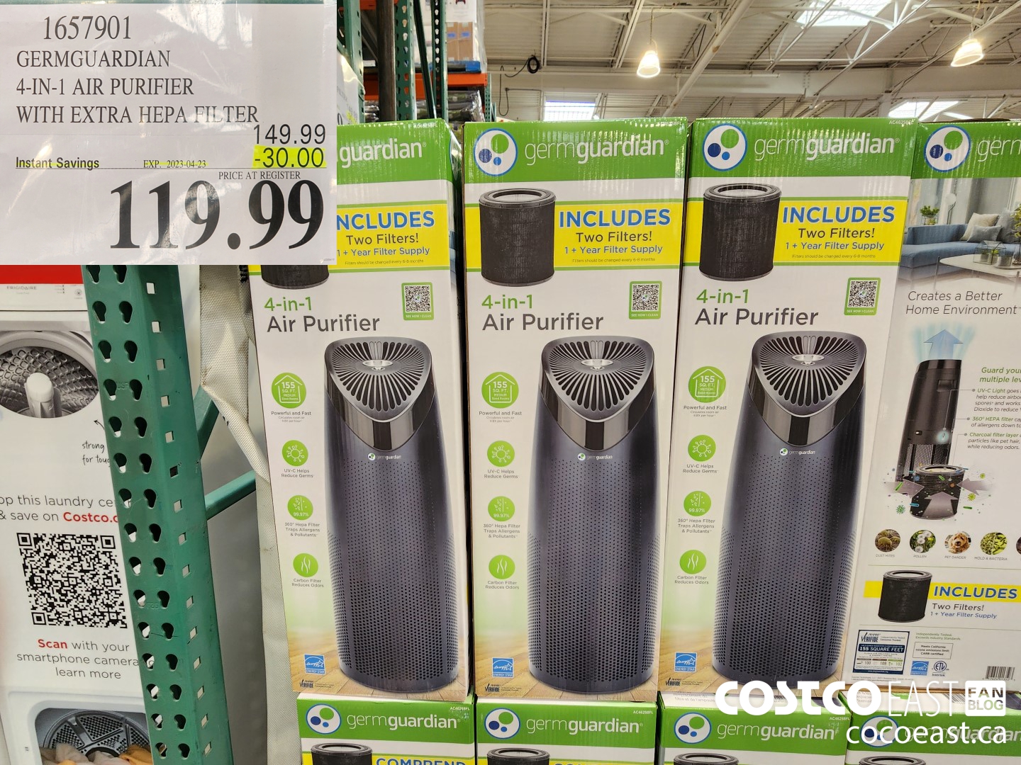 1657901 GERMGUARDIAN 4-IN-1 AIR PURIFIER WITH EXTRA HEPA FILTER ($30.00 INSTANT SAVINGS EXPIRES ON 2023-04-23) $119.99