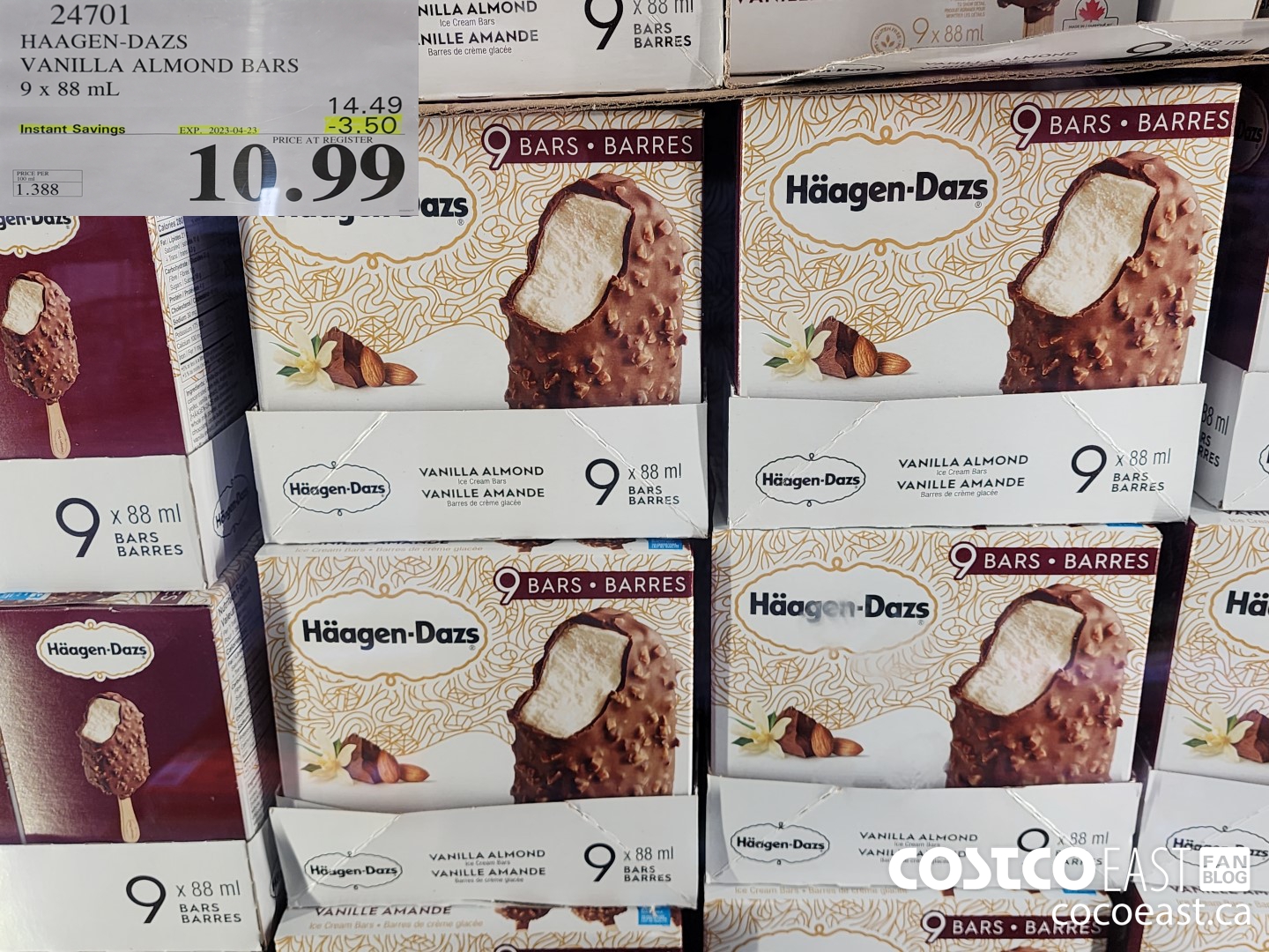 24701 HAAGAN-DAZS VANILLA ALMOND BARS 9 X 88 ML ($3.50 INSTANT SAVINGS EXPIRES ON 2023-04-23) $10.99