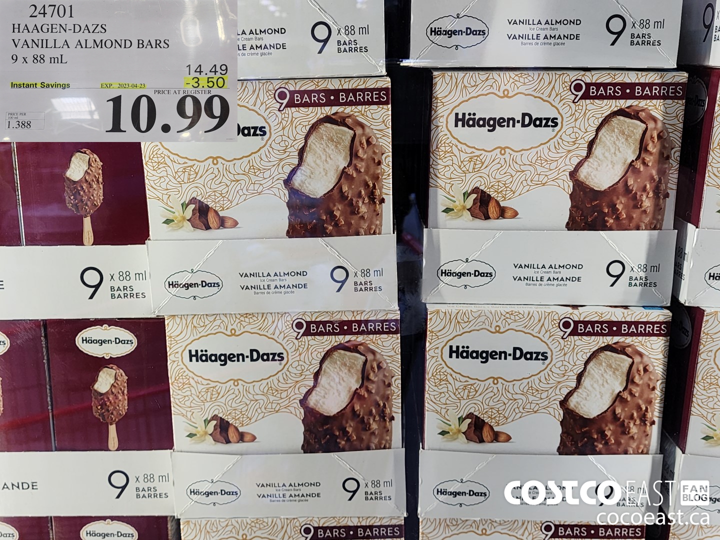 24701 HAAGAN-DAZS VANILLA ALMOND BARS 9 X 88 ML ($3.50 INSTANT SAVINGS EXPIRES ON 2023-04-23) $10.99