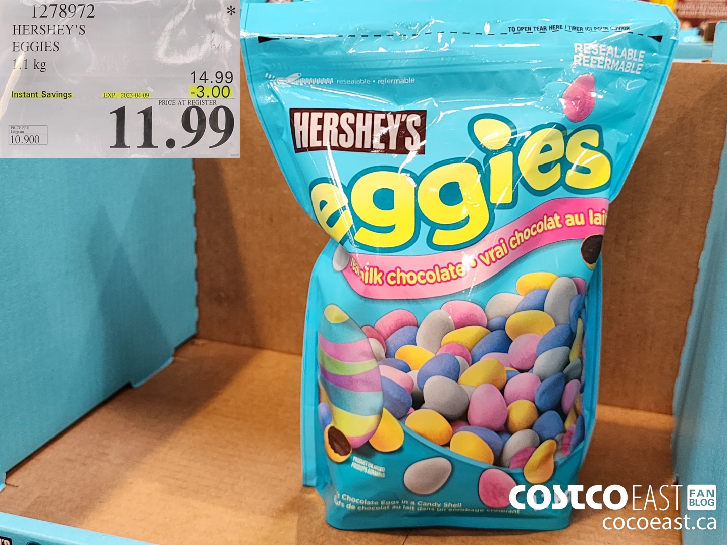 1278972 HERSHEY'S EGGIES 1.1 kg ($3.00 INSTANT SAVINGS EXPIRES ON 2023-04-09) $11.99