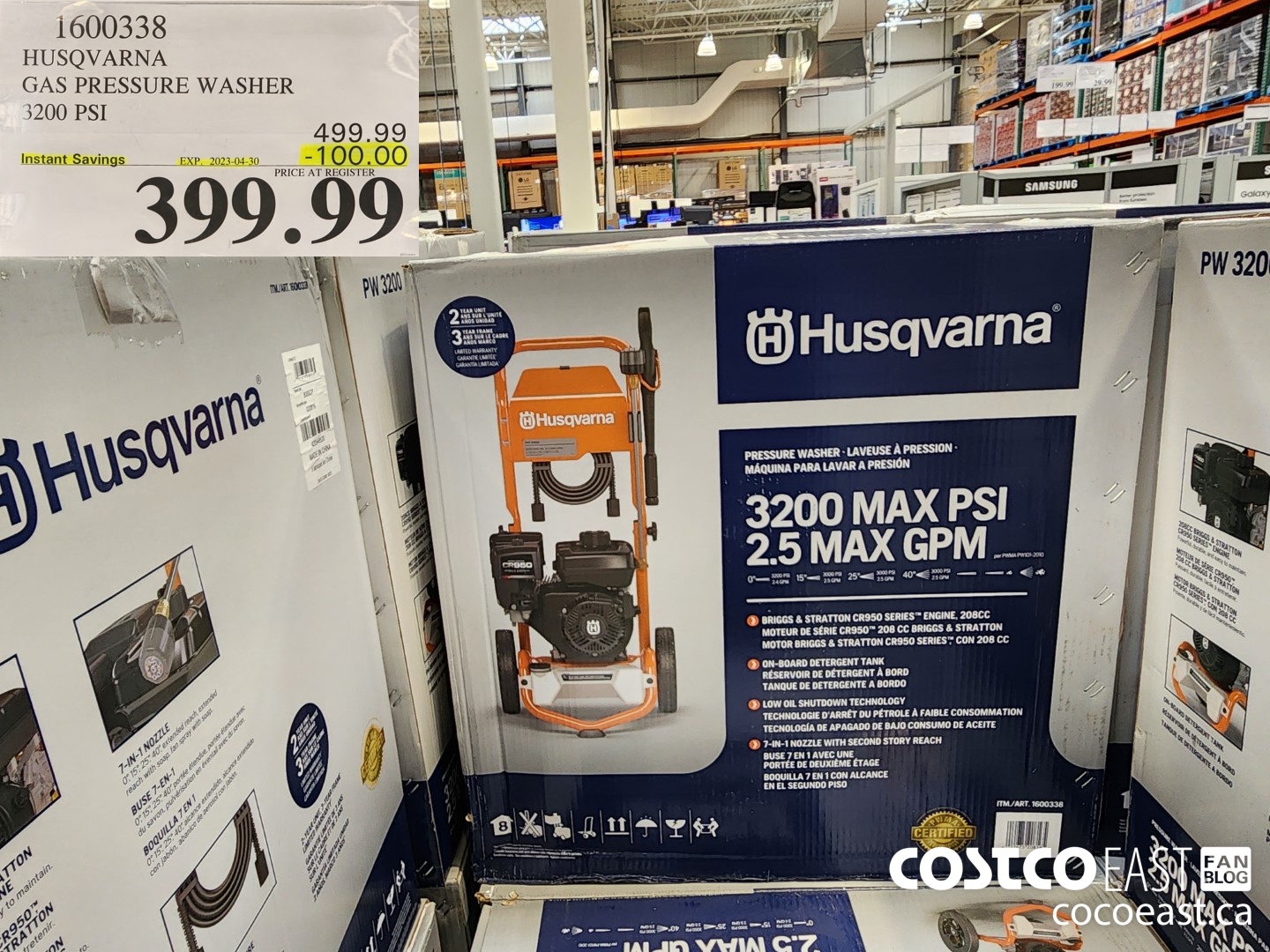 1600338 HUSQVARNA GAS PRESSURE WASHER 3200 PSI ($100.00 INSTANT SAVINGS EXPIRES ON 2023-04-30) $399.99
