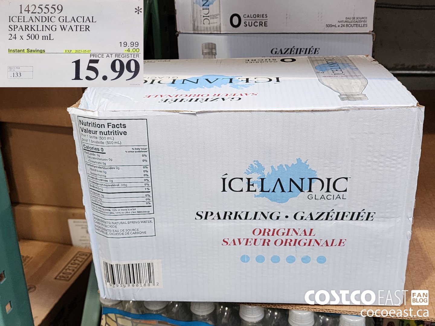 1425559 ICELANDIC GLACIAL SPARKLING WATER 24 x 500 mL ($4.00 INSTANT SAVINGS EXPIRES ON 2023-05-07) $15.99