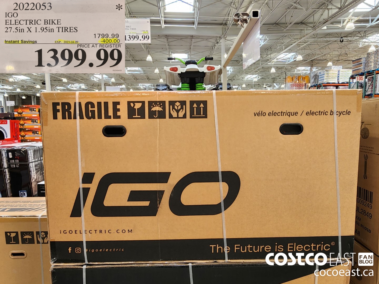 2022053 IGO ELECTRIC BIKE 27.5 IN X 1.95IN TIRES ($400.00 INSTANT SAVINGS EXPIRES ON 2023-04-09) $1399.99