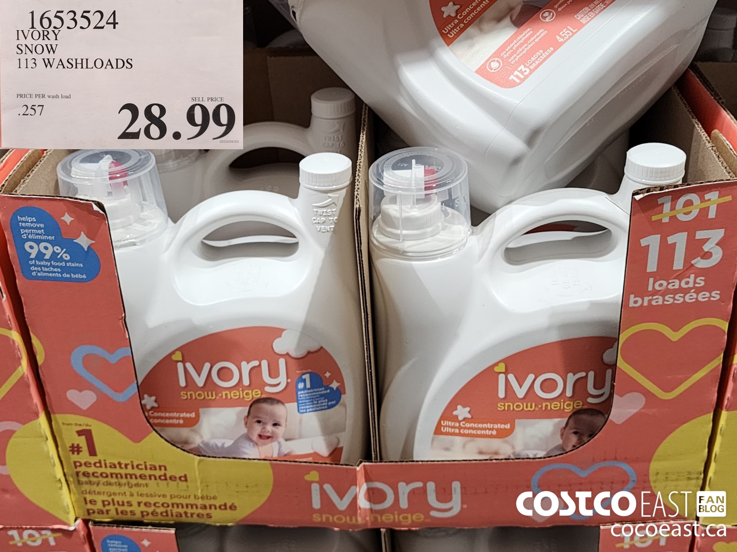 1653524 IVORY SNOW 113 wash loads $28.99