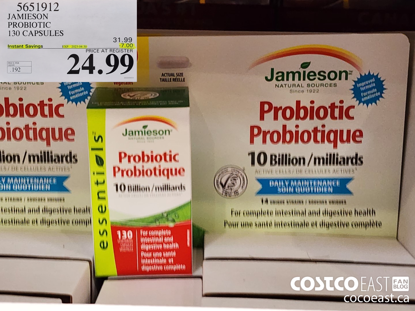 5651912 JAMIESON PROBIOTIC 130 CAPSULES ($7.00 INSTANT SAVINGS EXPIRES ON 2023-04-30) $24.99