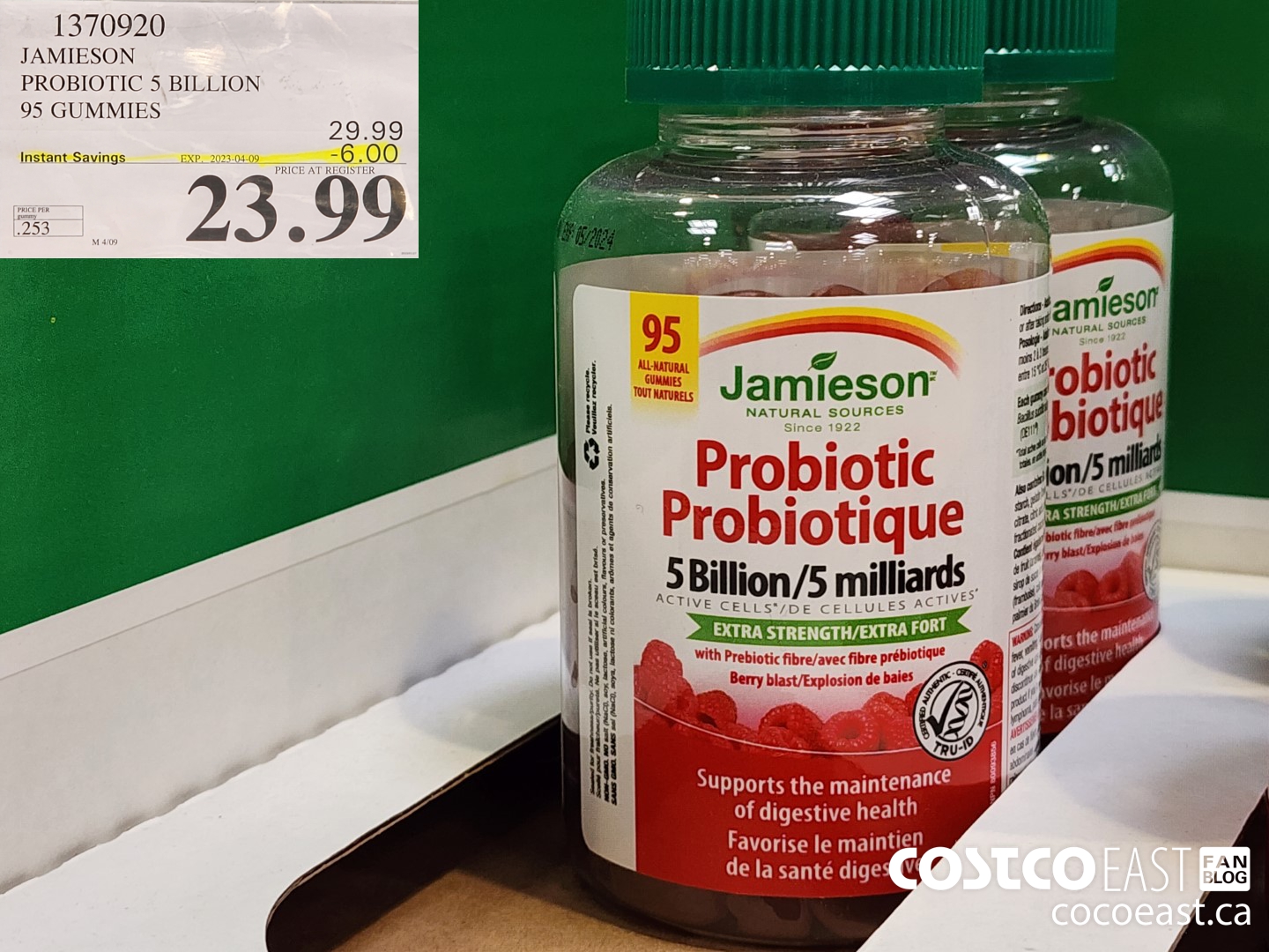 1370920 JAMIESON PROBIOTIC 5 BILLION 95 GUMMIES ($6.00 INSTANT SAVINGS EXPIRES ON 2023-04-09) $23.99