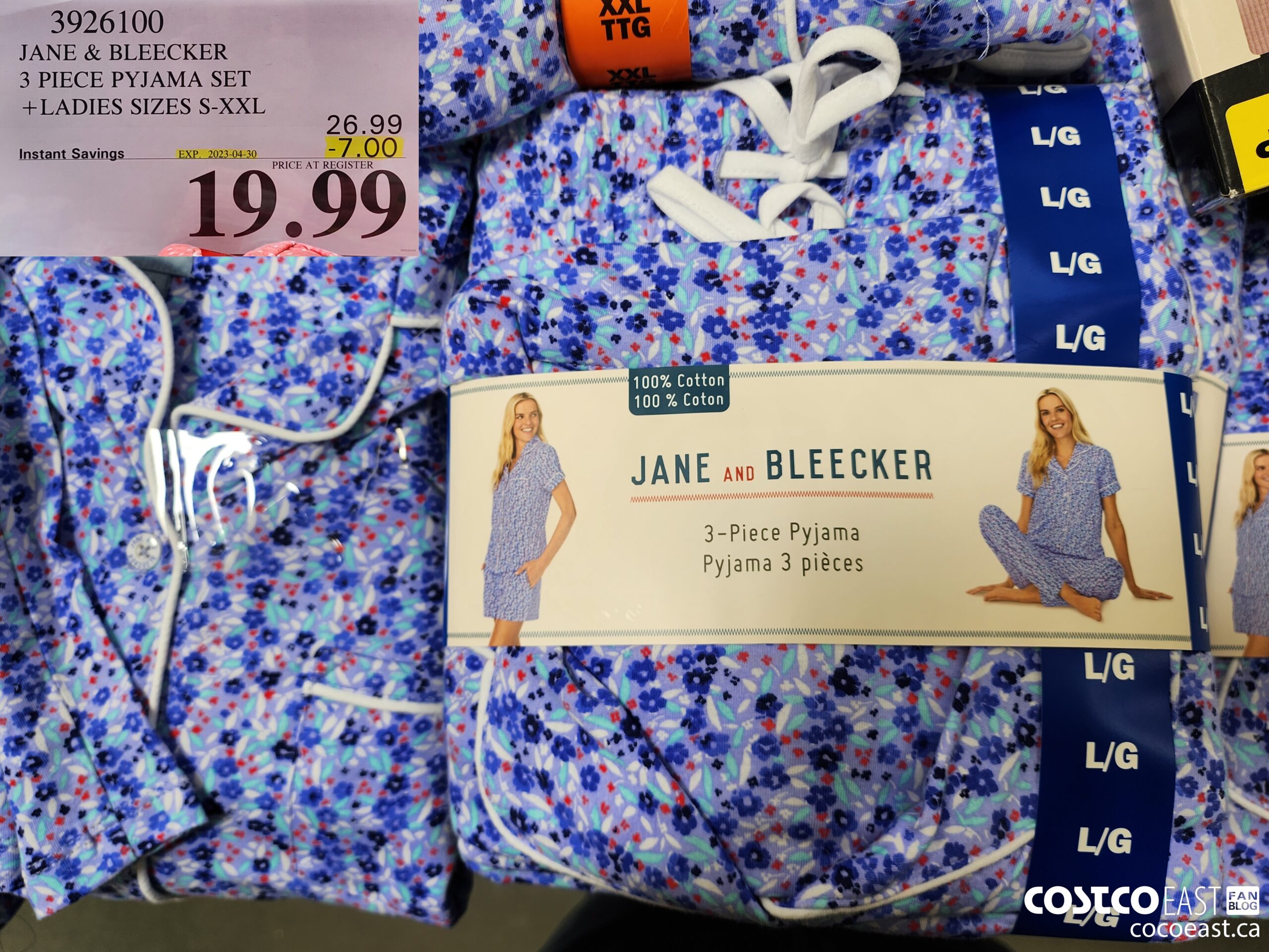 3926100 JANE & BLEECKER 3PC PYJAMA SET + LADIES SIZES S-XXL ($7.00 INSTANT SAVINGS EXPIRES ON 2023-04-30) $19.99