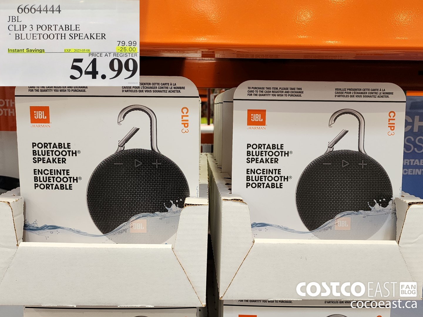 6664444 JBL CLIP 3 PORTABLE BLUETOOTH SPEAKER ($25.00 INSTANT SAVINGS EXPIRES ON 2023-05-08) $54.99