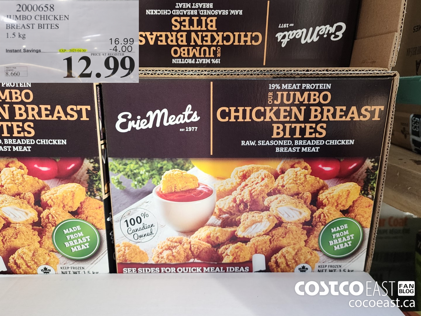 2000658 JUMBO CHICKEN BREAST BITES 1.5 KG ($4.00 INSTANT SAVINGS EXPIRES ON 2023-04-30) $12.99