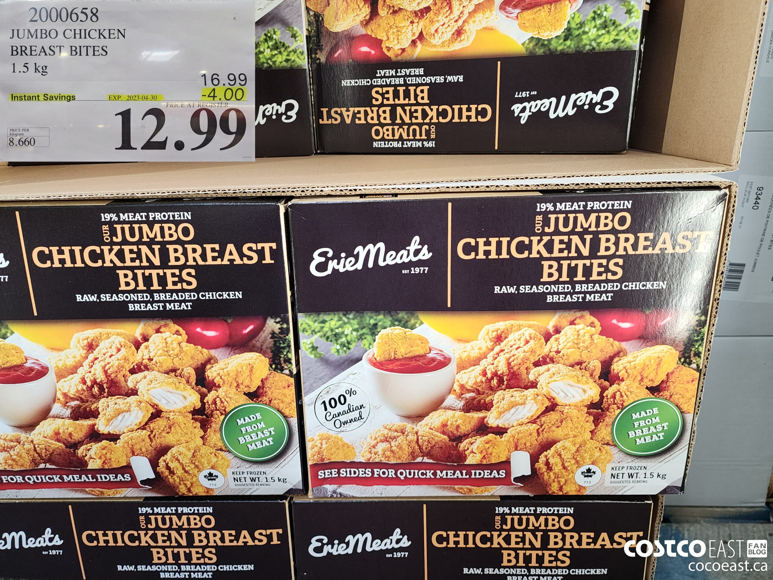 2000658 JUMBO CHICKEN BREAST BITES 1.5 KG ($4.00 INSTANT SAVINGS EXPIRES ON 2023-04-30) $12.99